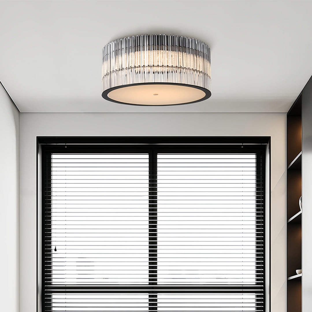 Lumière Crystal Flush Mount Ceiling Light in Black and Glass