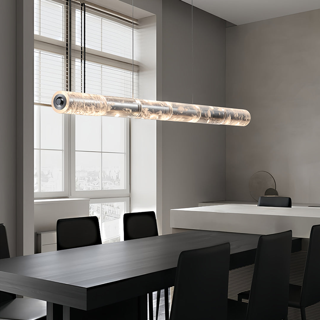 Modern Crystal Linear Pendant Light with Adjustable Cord