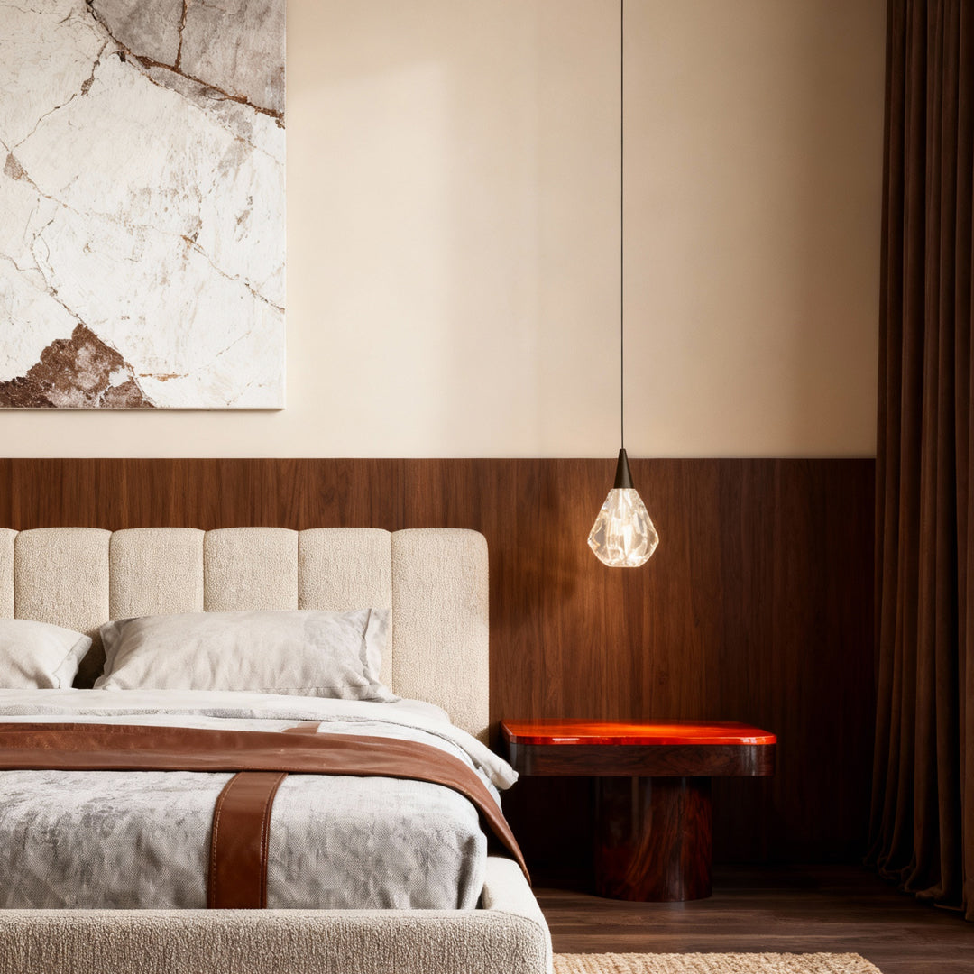 Aurelia Crystal Pendant Light – Minimalist Gold LED Chandelier for Dining and Living Spaces