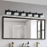 Crystal Vanity Light Modern Black Iron LED Wall Bar for Bathroom