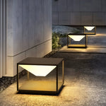 Stainless Steel Square Pillar Light with Warm LED Glow