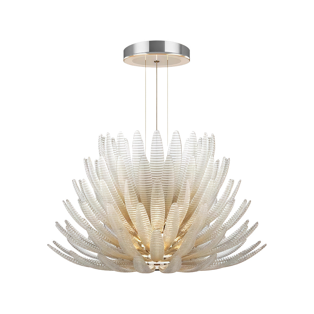 Deco Chrome Chandelier with Clear Glass Shades, Modern LED Ceiling Light