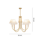 Gold Fabric Shade Chandelier with Copper Frame – 38 Inch Candle Chandelier
