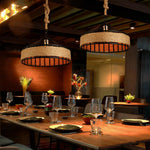 Halo Pendant Light in Black Iron and Natural Hemp Rope