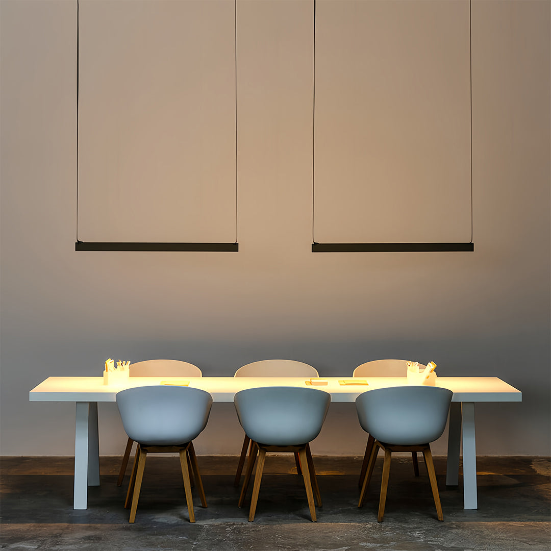 Nordic Minimalist Linear Pendant Light with Adjustable Height