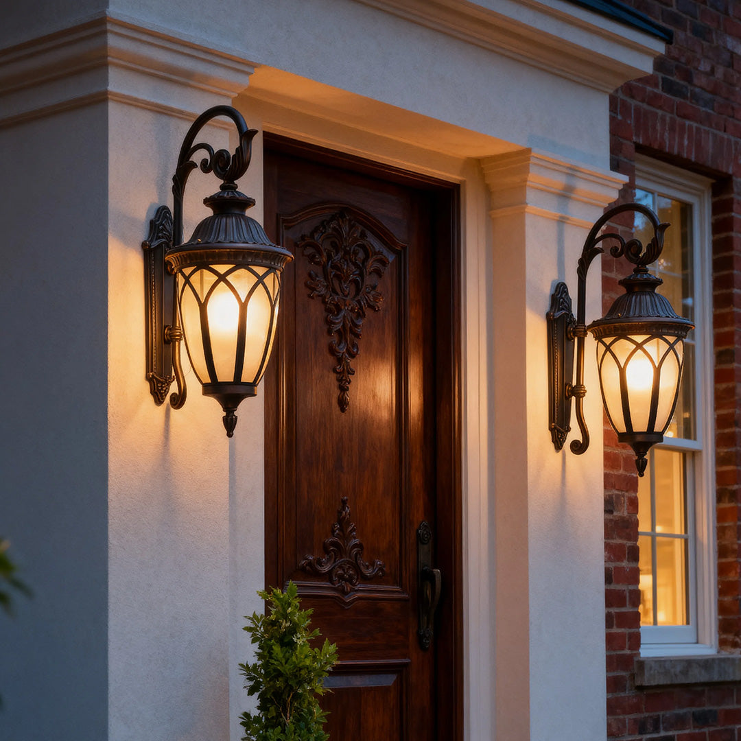 Chestnut Aluminum Outdoor Wall Sconce with Clear Glass Shade