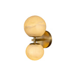 Italian Brass Up and Down Moon Wall Sconce with Marble Shade