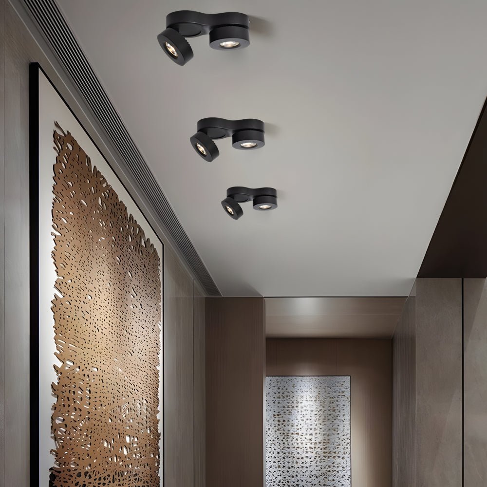 Aria Double-Head Adjustable Ceiling Spotlight in Black or White
