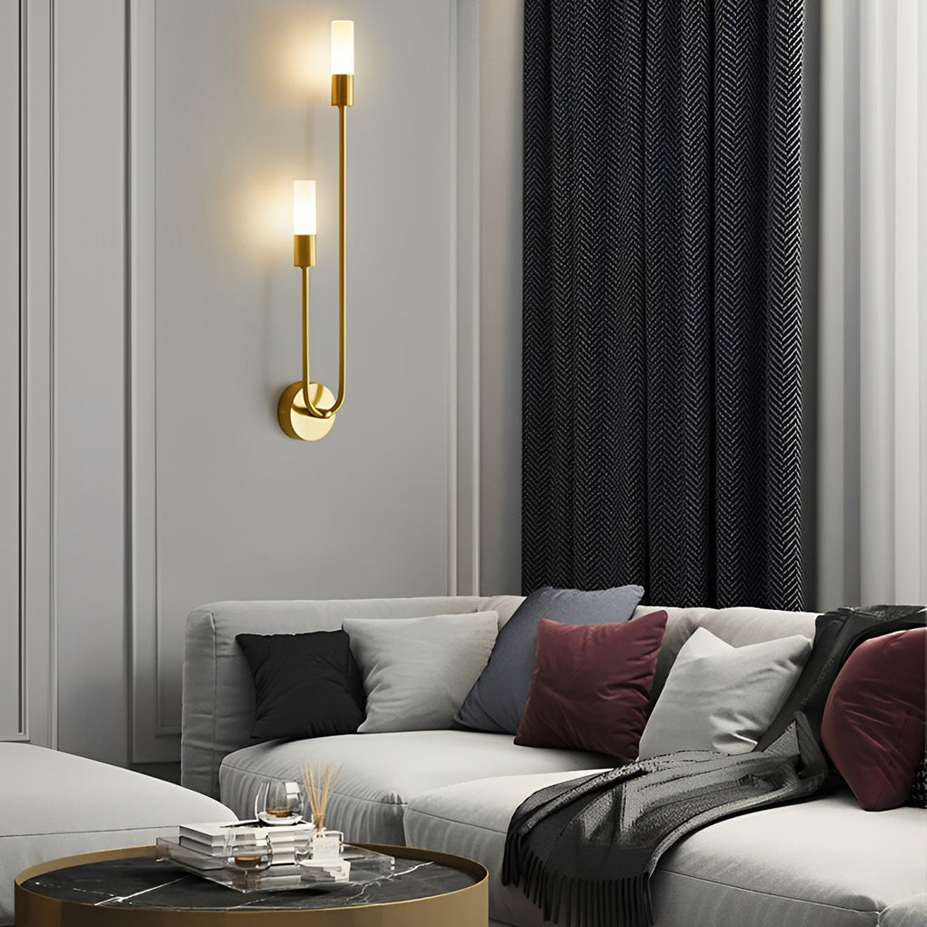 Aurelia Double Head LED Wall Sconce in Gold or Black, Modern Luxury Lighting for Bedroom and Living Room