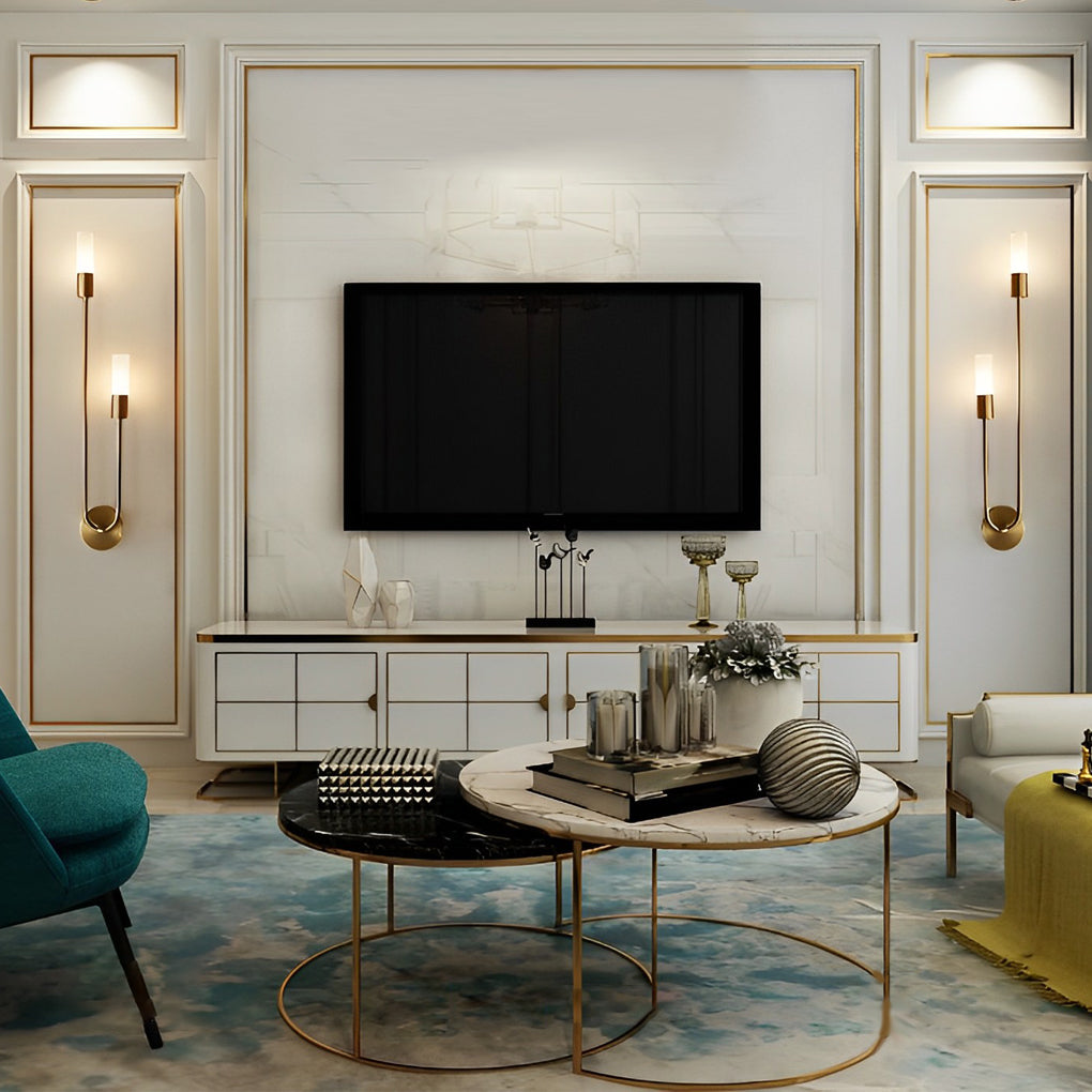 Aurelia Double Head LED Wall Sconce in Gold or Black, Modern Luxury Lighting for Bedroom and Living Room