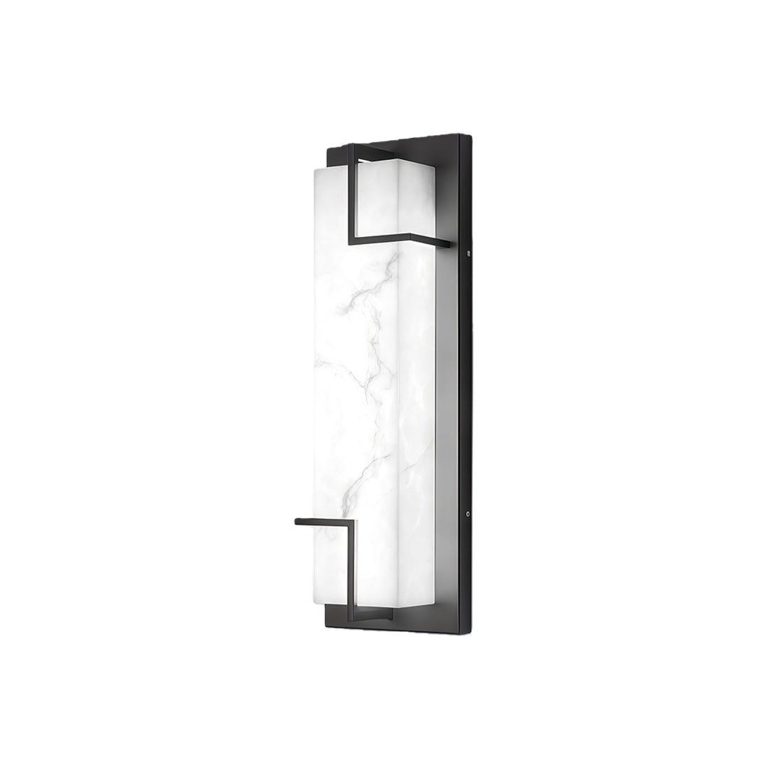 Black Stainless Steel Outdoor Wall Sconce with Marble Shade