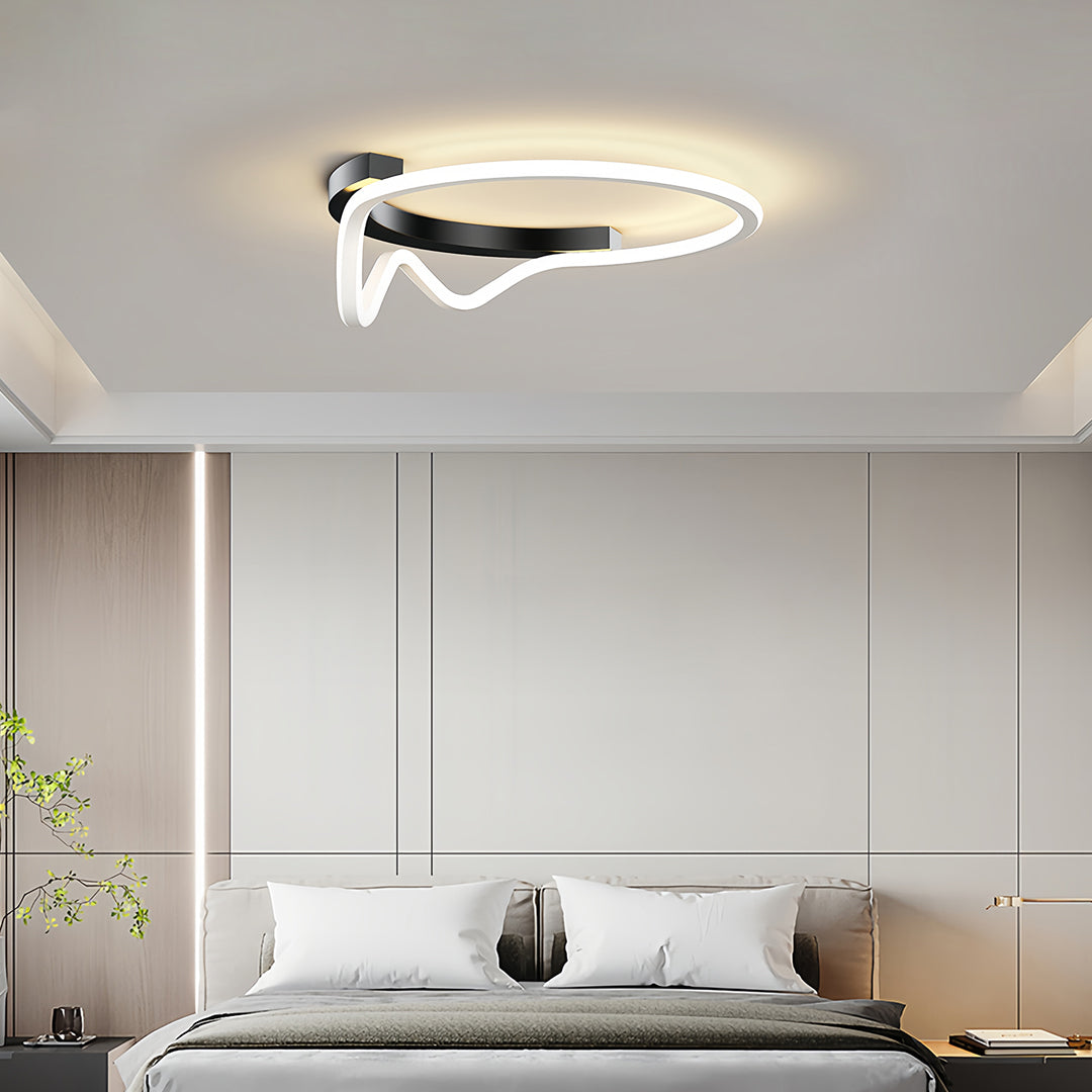 Geometric LED Flush Mount Ceiling Light in Minimalist Iron and Silicone