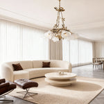 Aurelia Floral Brass Chandelier with White Glass Petals