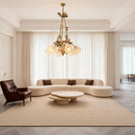 Aurelia Floral Brass Chandelier with White Glass Petals
