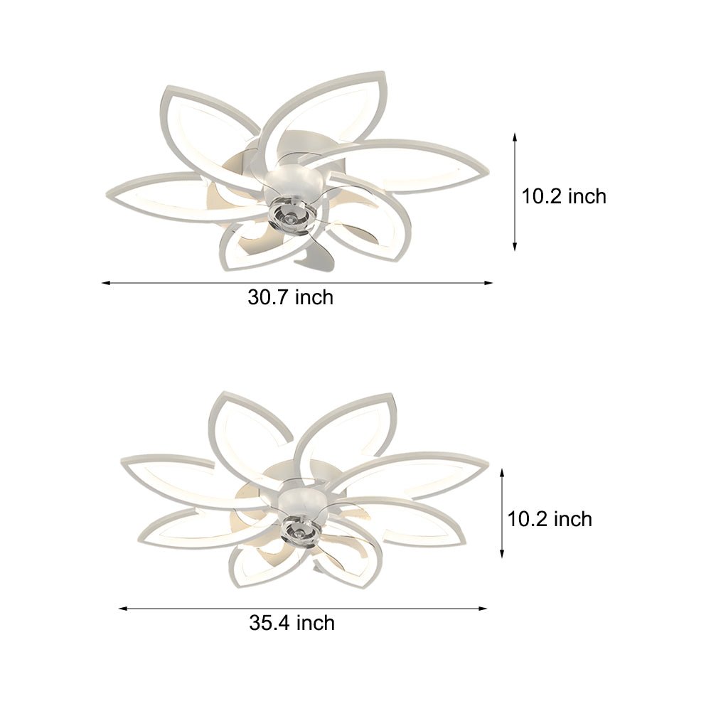 Modern Floral Ceiling Fan with LED Light – 6 or 8 Lights