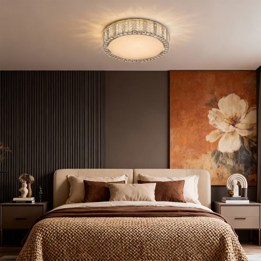 Lumière Cristal Flush Ceiling Light in Gold with LED Crystal Accents