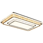 Crystal Flush Mount Ceiling Light with Chrome Frame, Modern LED Ceiling Lamp