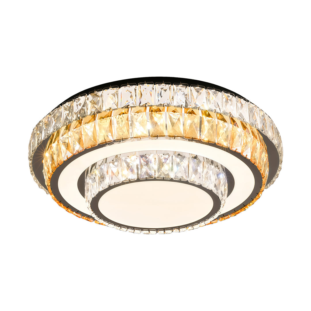 Crystal Flush Mount Ceiling Light with Chrome Frame, Modern LED Ceiling Lamp