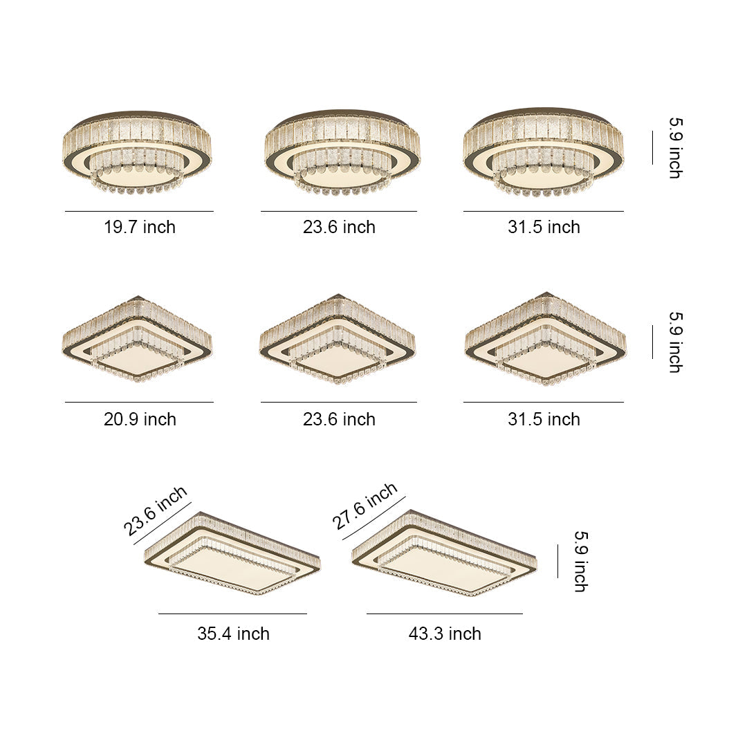 Luxury Crystal Flush Mount Ceiling Light Modern LED Chrome