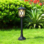 European Cast Aluminum Garden Bollard Light with Clear Glass Shade