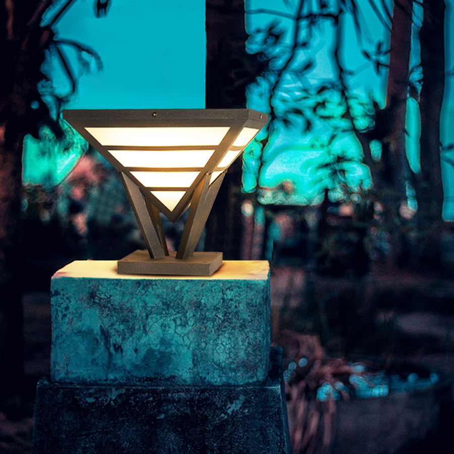 Geometric Aluminum LED Pillar Light for Modern Gateways