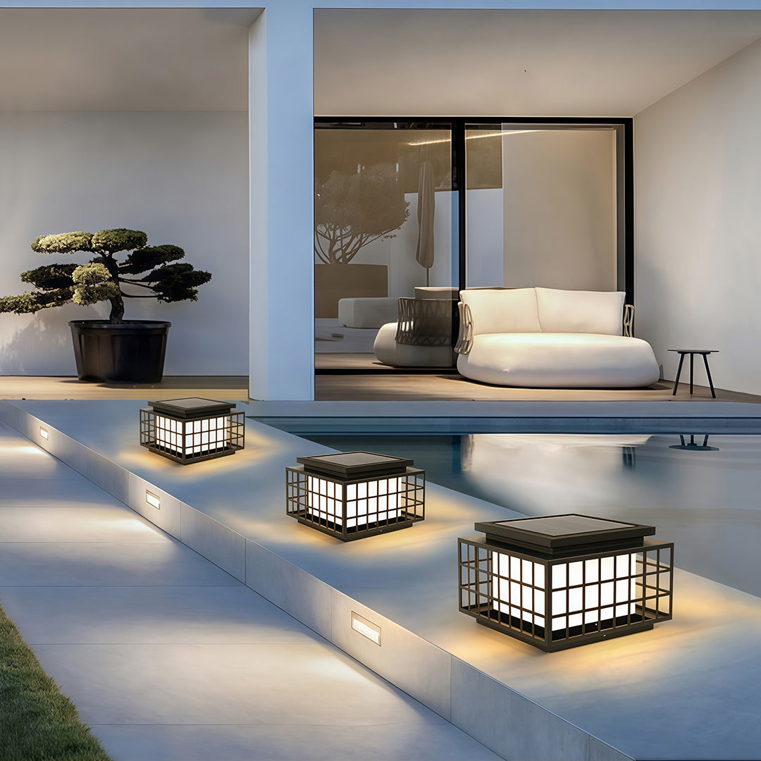 Modern Gate Pillar Lights Outdoor Waterproof Stainless Steel Column Lanterns
