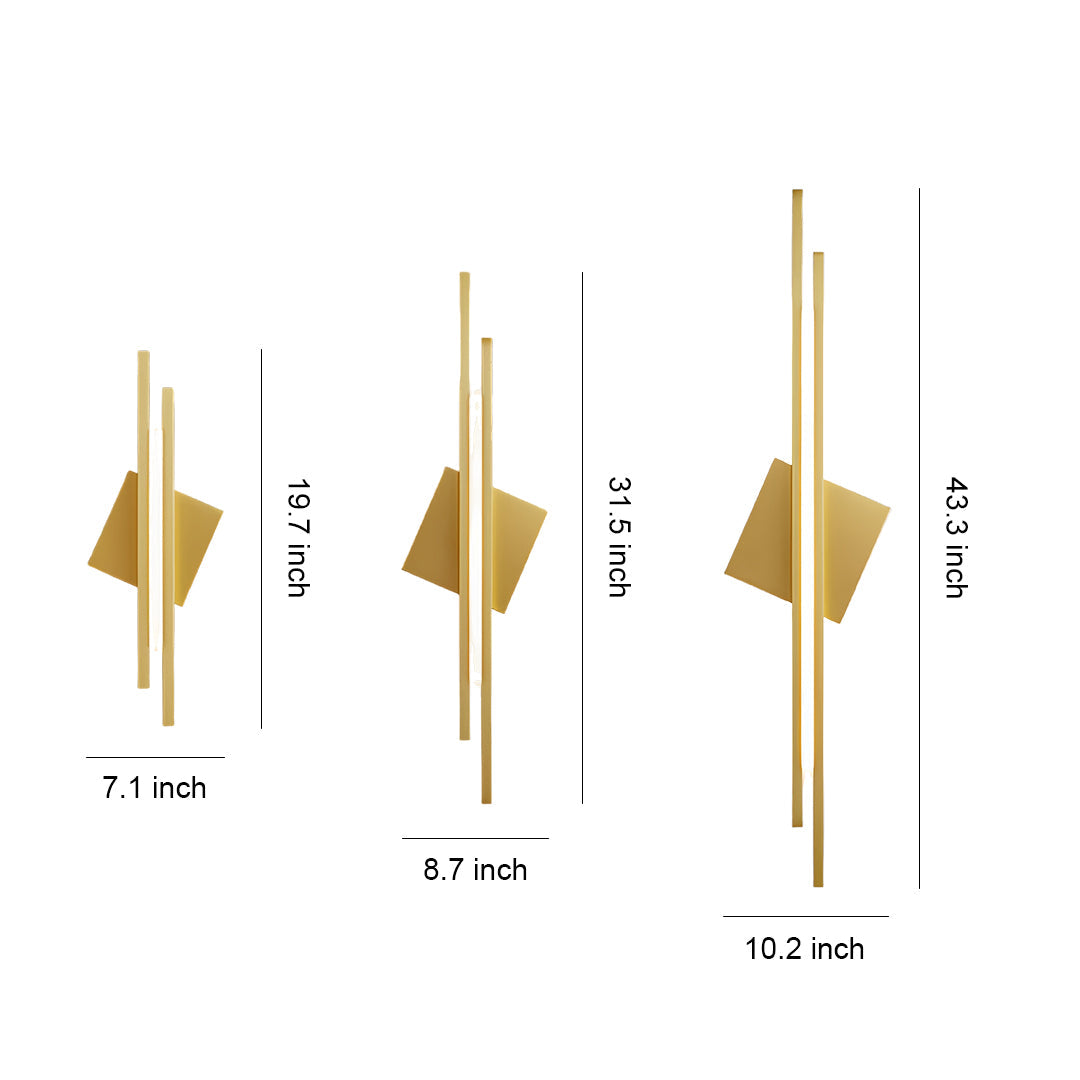 Sculptural Linear LED Wall Sconce in Brass and Acrylic