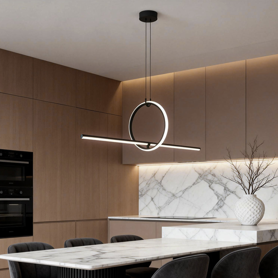 Modern Ring Linear LED Pendant Light for Dining Room and Kitchen Island
