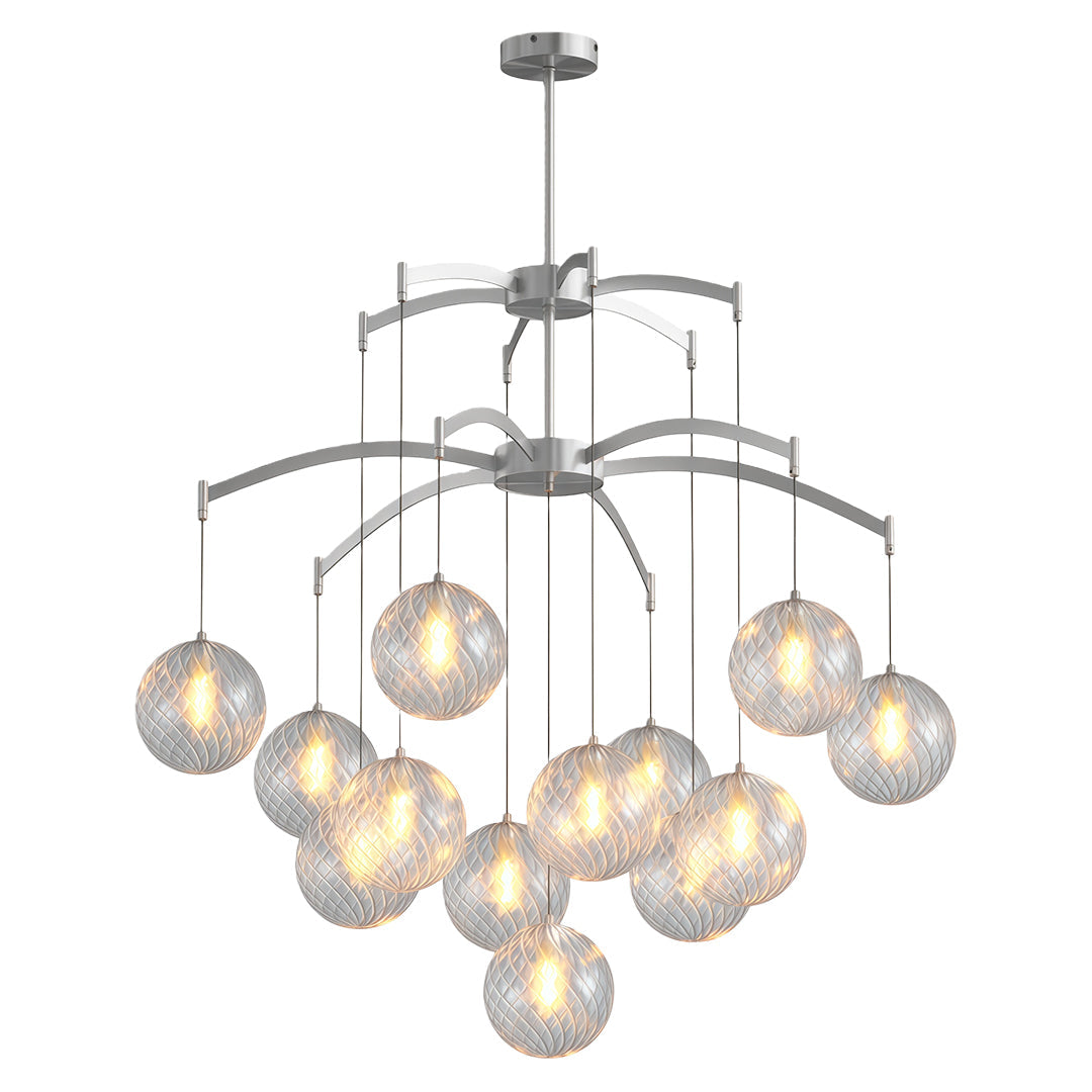 Lumière Moderne Glass Ball Chandelier in Brass, Nickel, or Black