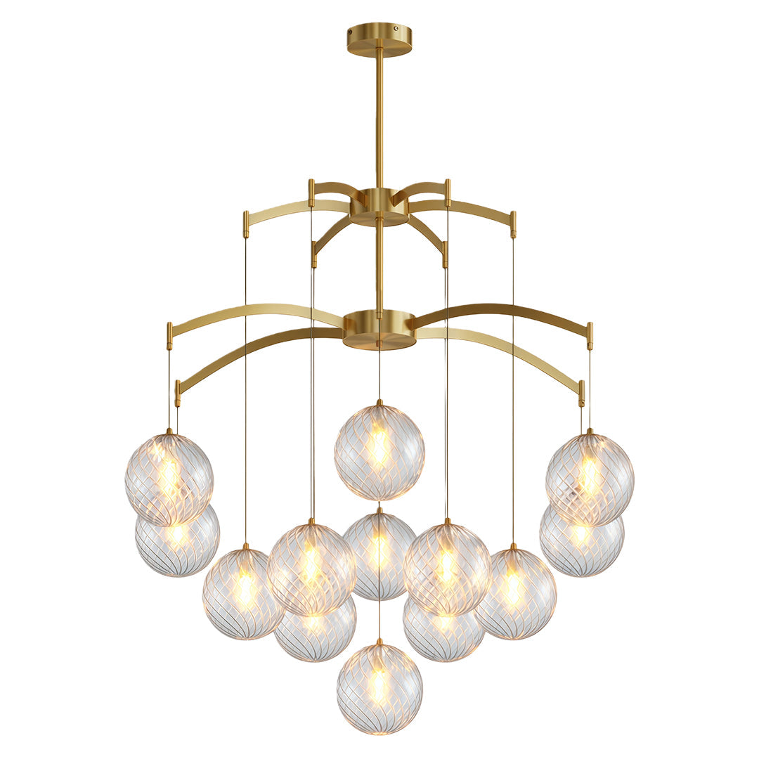 Lumière Moderne Glass Ball Chandelier in Brass, Nickel, or Black