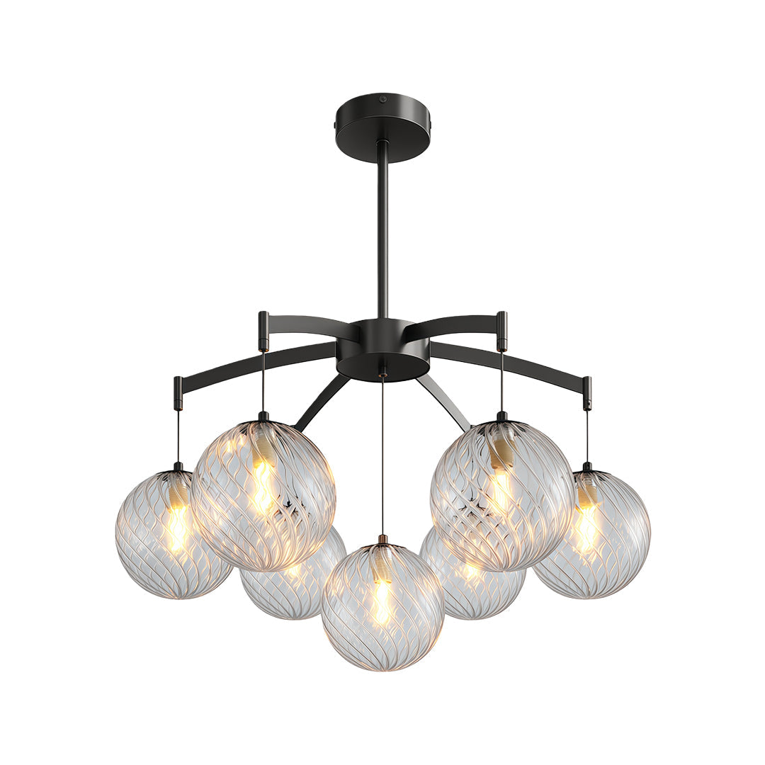 Lumière Moderne Glass Ball Chandelier in Brass, Nickel, or Black