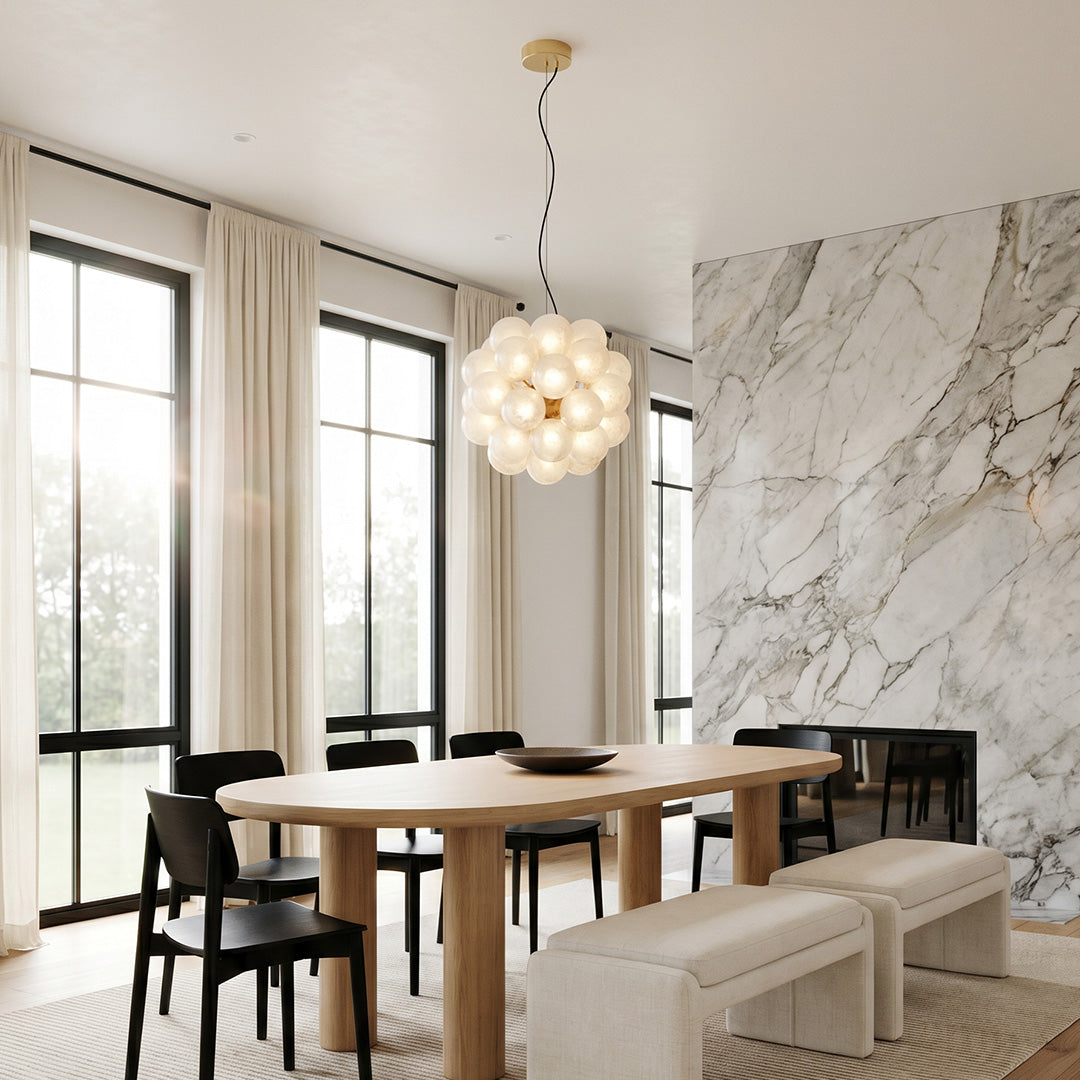 Aurelia Glass Bubble Chandelier, Modern Multi-Head LED Ceiling Light