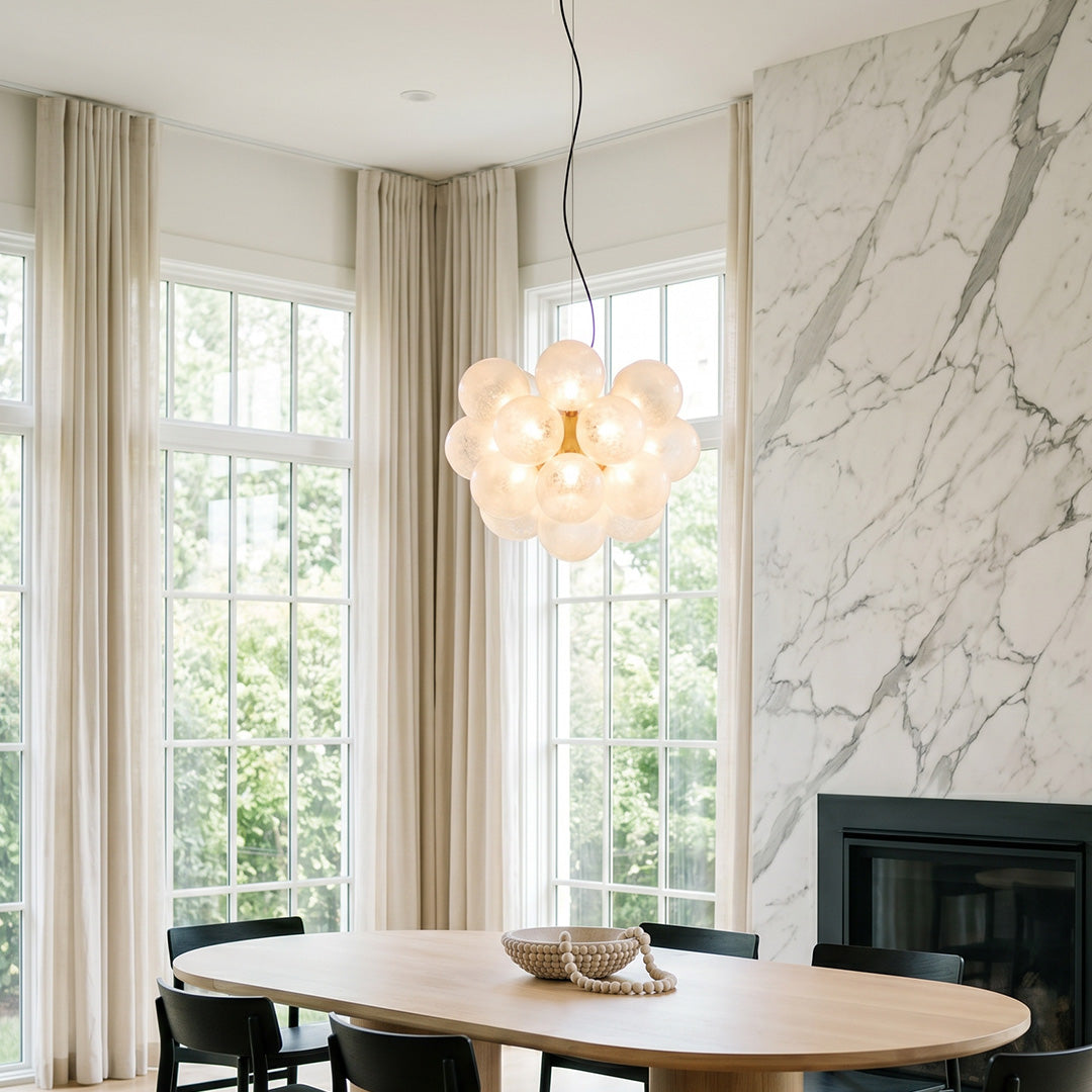 Aurelia Glass Bubble Chandelier, Modern Multi-Head LED Ceiling Light