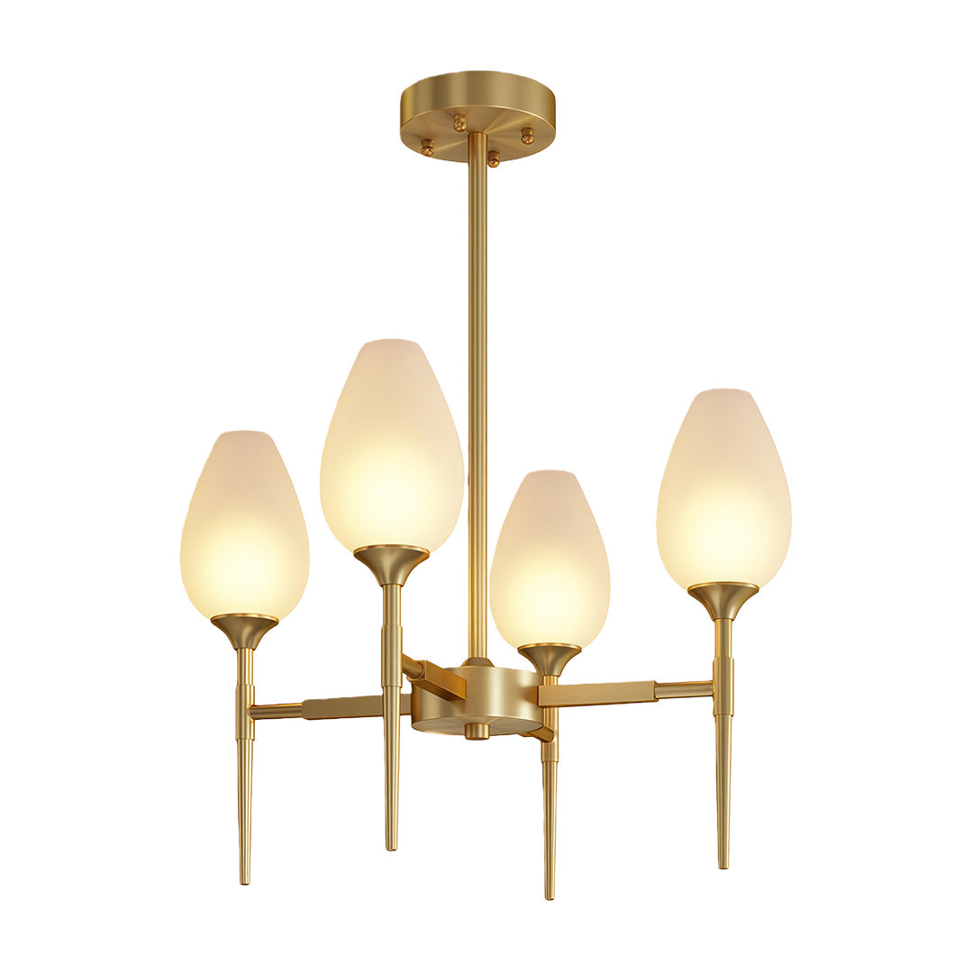 Lumina Brass Glass Chandelier – Modern Minimalist Ceiling Light