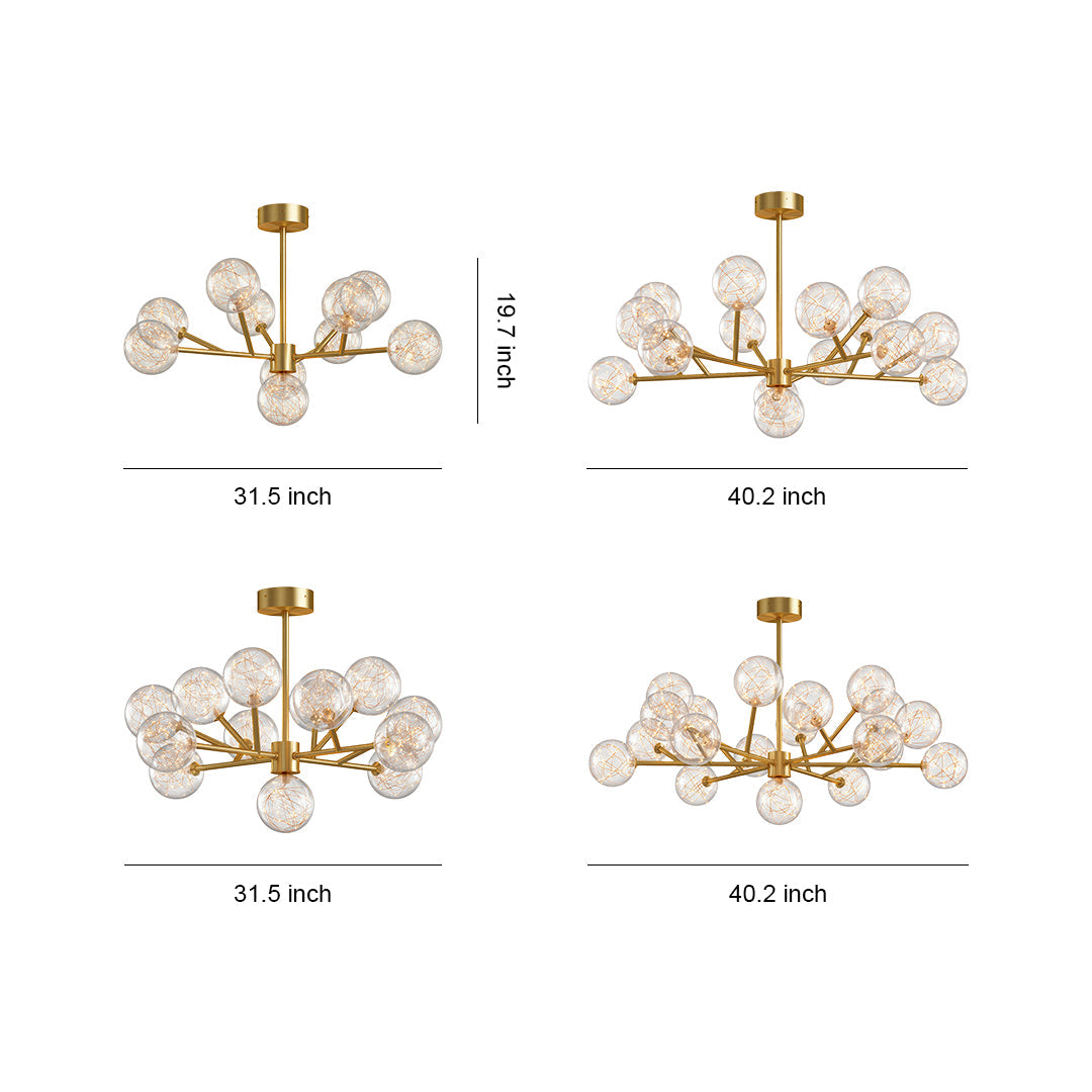 Celestial Glass Globe Chandelier – Modern Molecular LED Pendant for Dining and Living Spaces