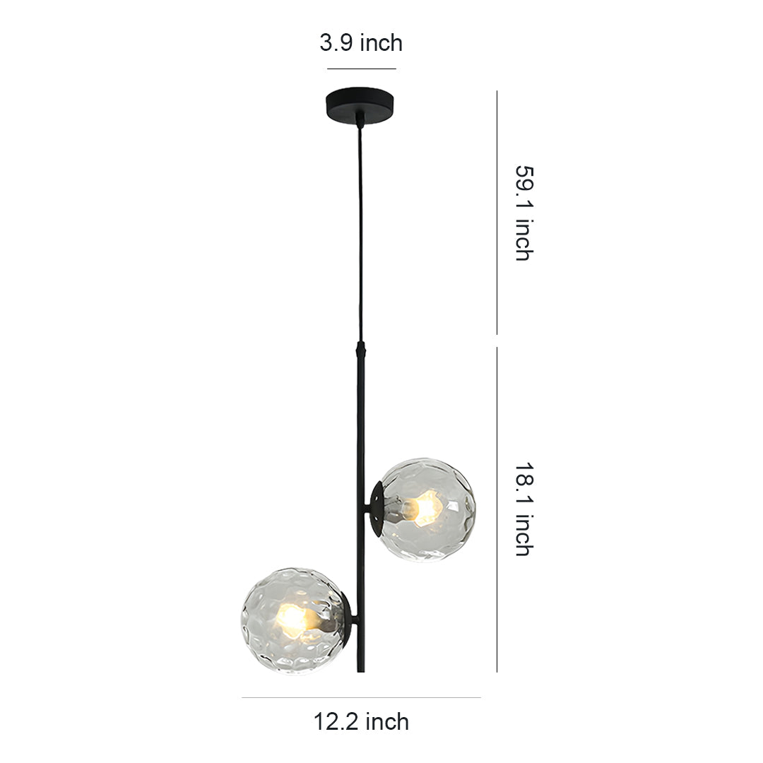 Modern Double Globe Glass Pendant Light with Adjustable Cord