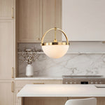 Aurelia Gold and White Glass Pendant Light, Minimalist Ceiling Lamp