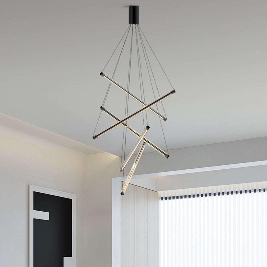 Nordic Minimalist LED Linear Chandelier for Modern Interiors