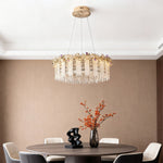 French Minimalist Crystal Chandelier in Champagne Gold Finish