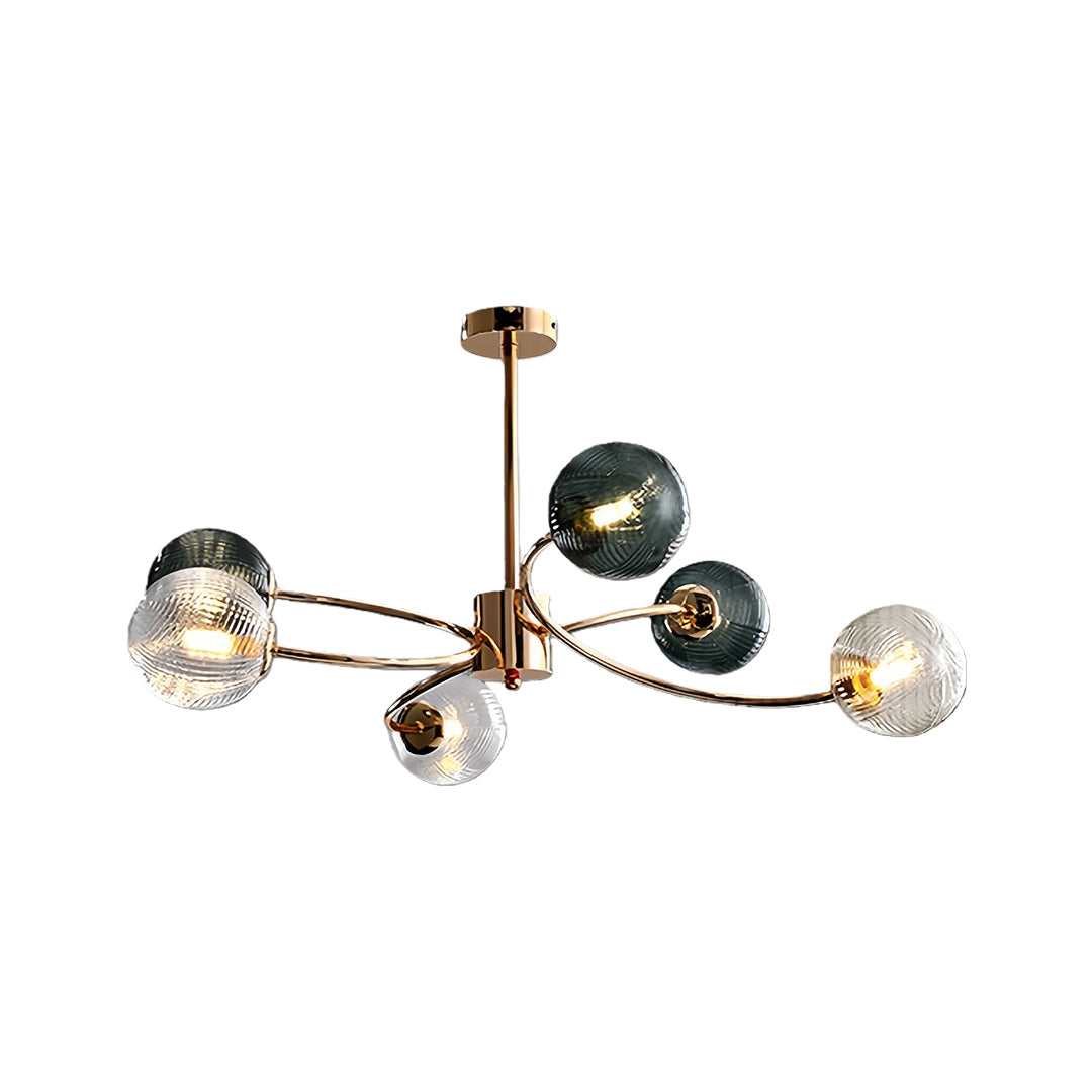 Aurelia Six-Light Clear Glass Flush Mount Ceiling Light in Champagne Gold