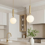 Nordic Glass Globe Pendant Light with Black and Gold Accents
