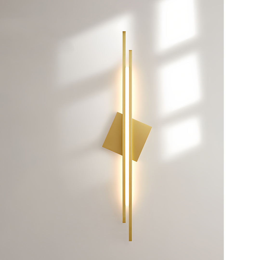 Sculptural Linear LED Wall Sconce in Brass and Acrylic