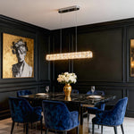 Linear Gold LED Pendant Light with Crystal Accents for Modern Interiors
