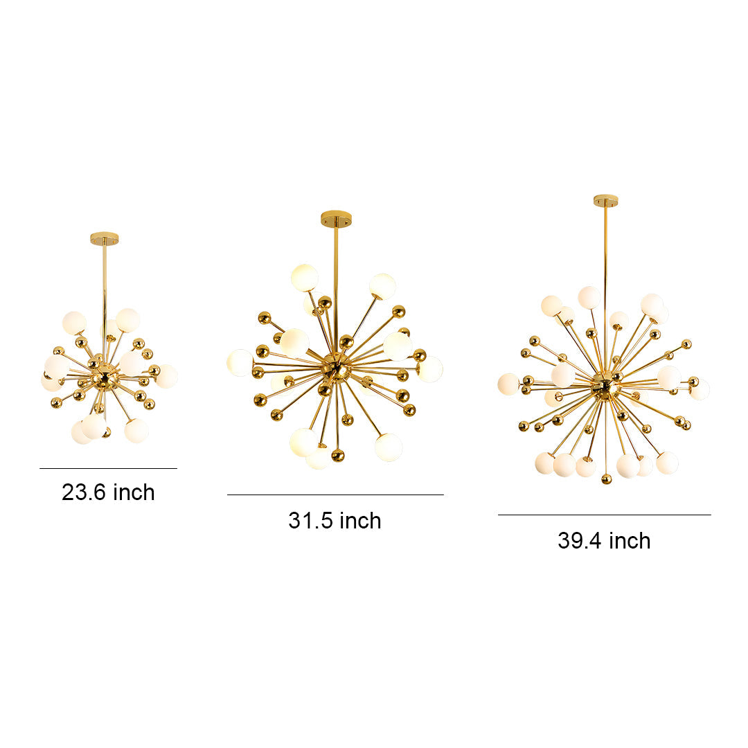 Aurelia 12-Light Gold Sputnik Chandelier in Glass and Iron for Modern Interiors