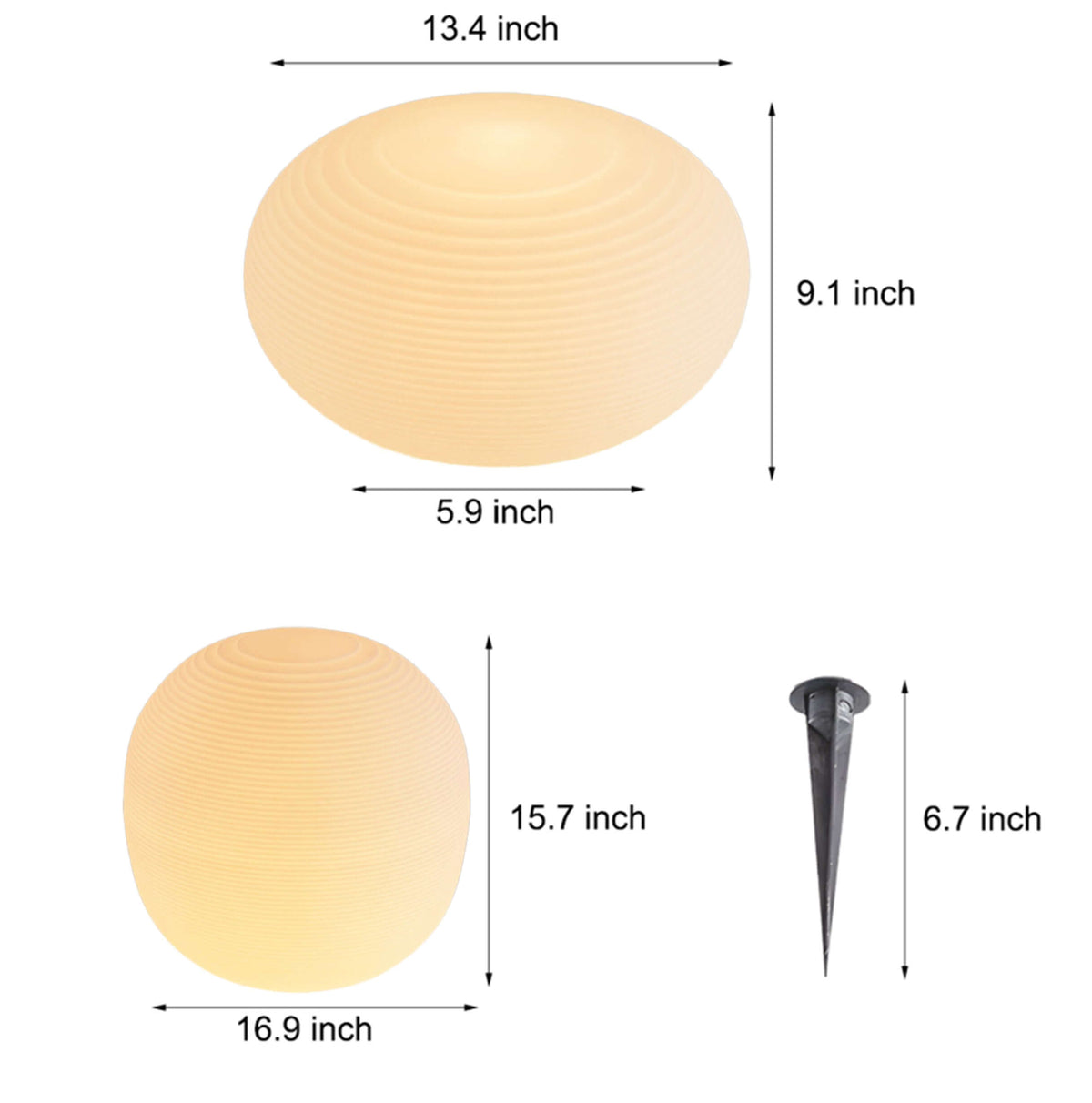 Modern Outdoor Floor Lantern with Warm LED Light – Hardwired Garden Lamp in 13.4" & 15.7"
