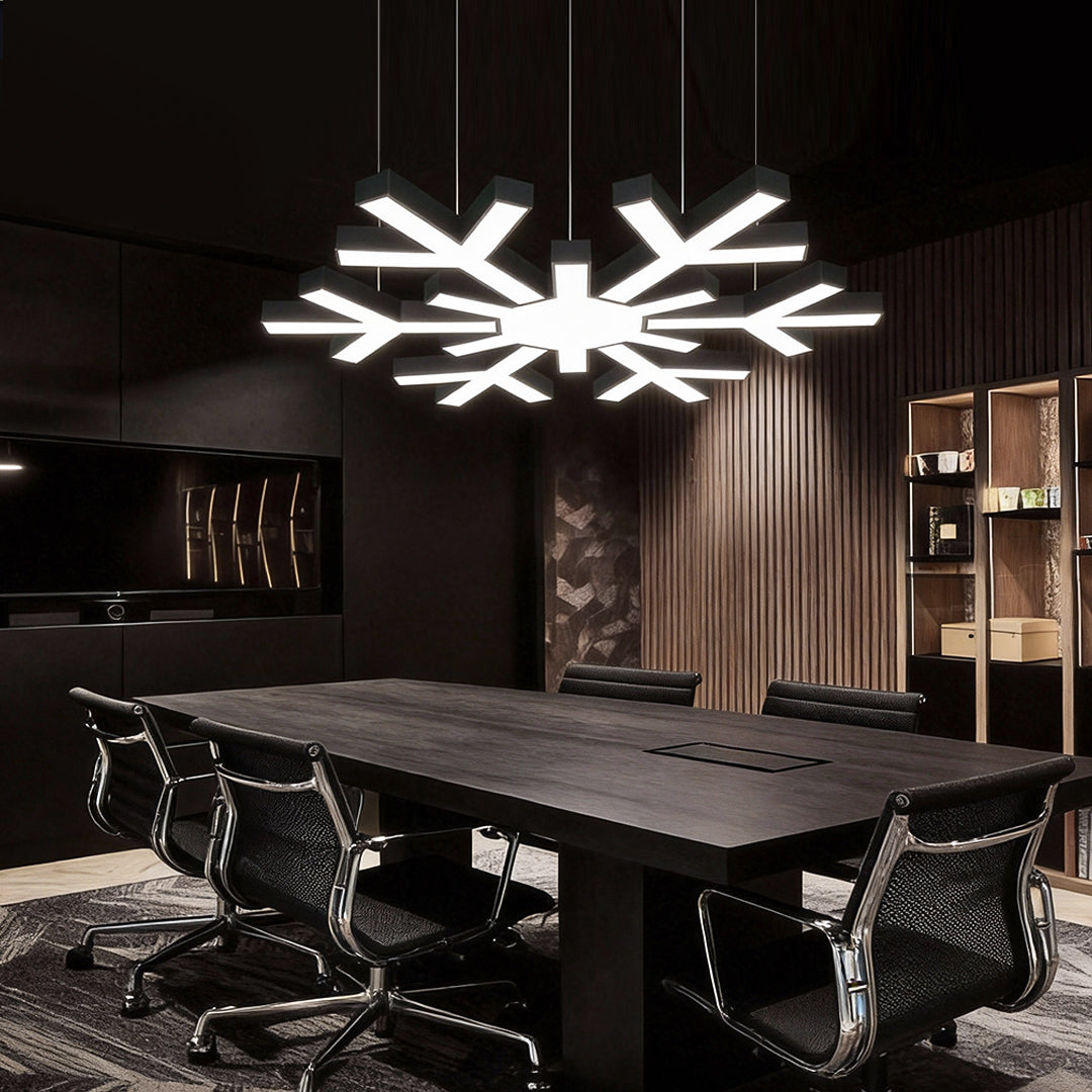Aurelia Modern Industrial LED Chandelier in Black Metal