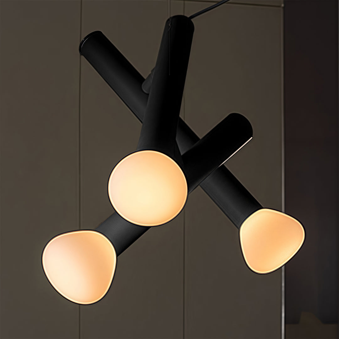 Cylindrical Black Pendant Light with Clear Glass Shade