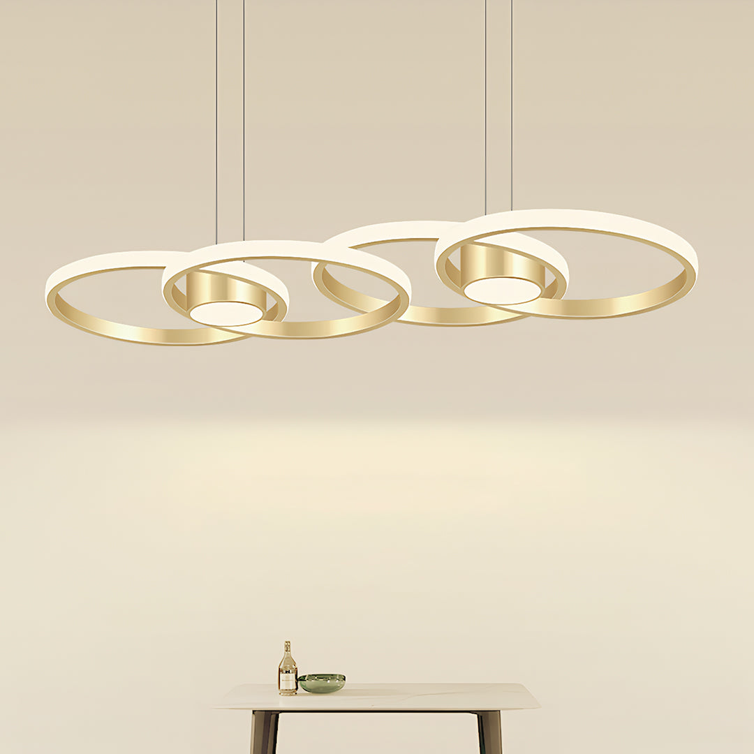 Nordic Gold Linear LED Chandelier with Adjustable Hanging Height