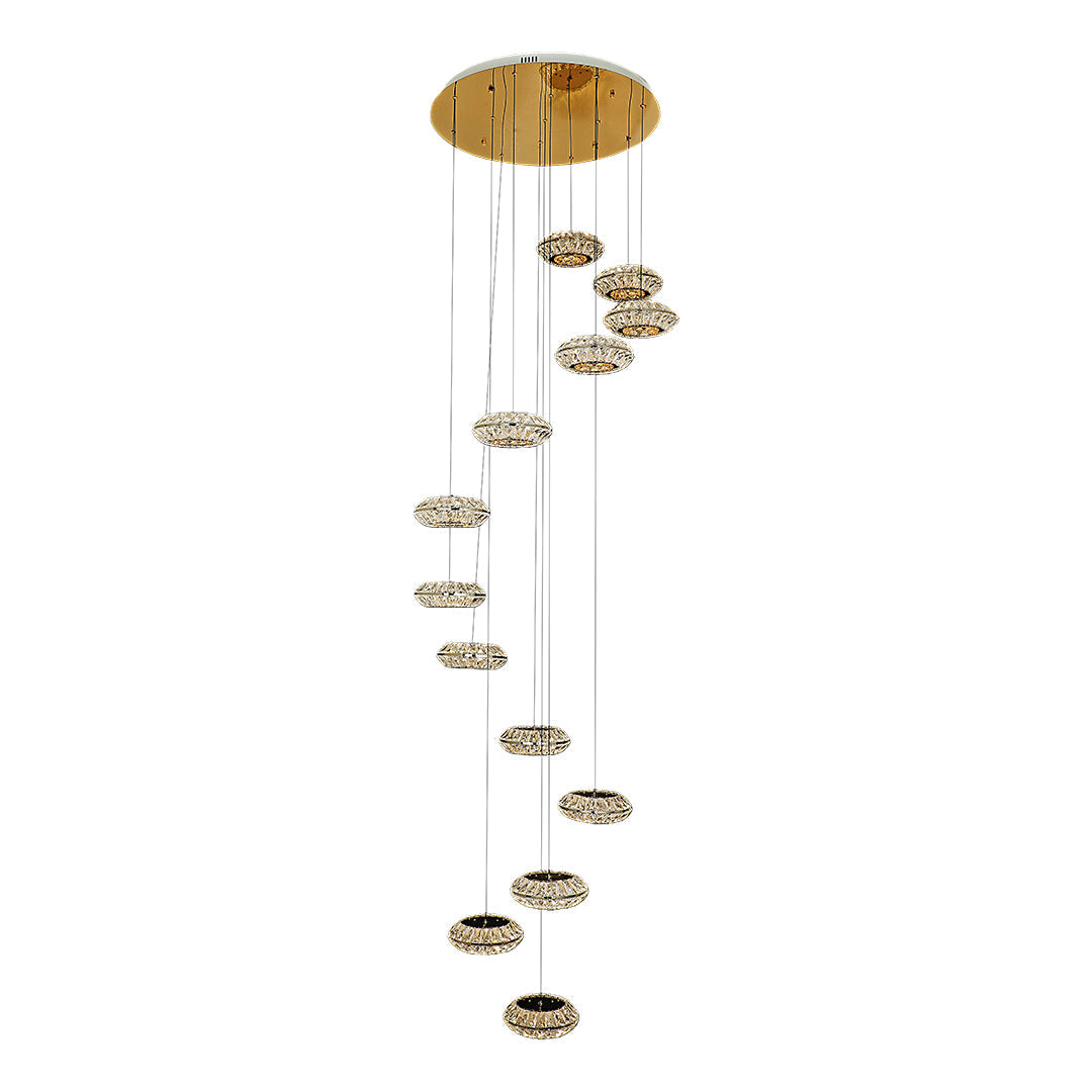Italian Crystal Chandelier with Titanium Gold Frame, 13-Light LED