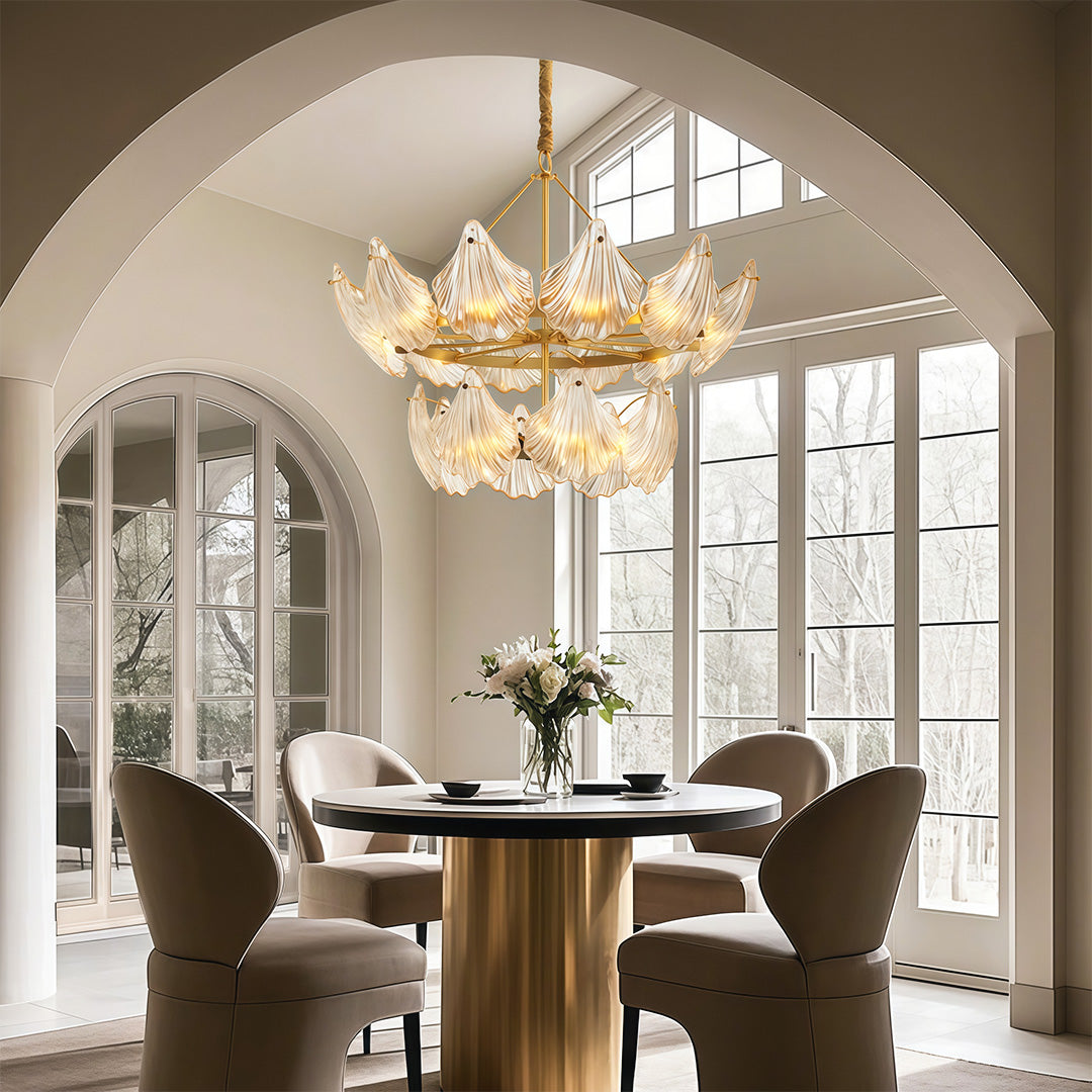 Luxury Copper Glass Chandelier Modern Large Pendant Light for Living Room